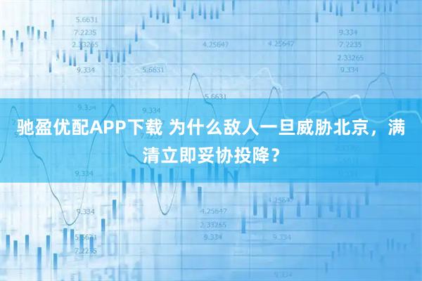 驰盈优配APP下载 为什么敌人一旦威胁北京，满清立即妥协投降？